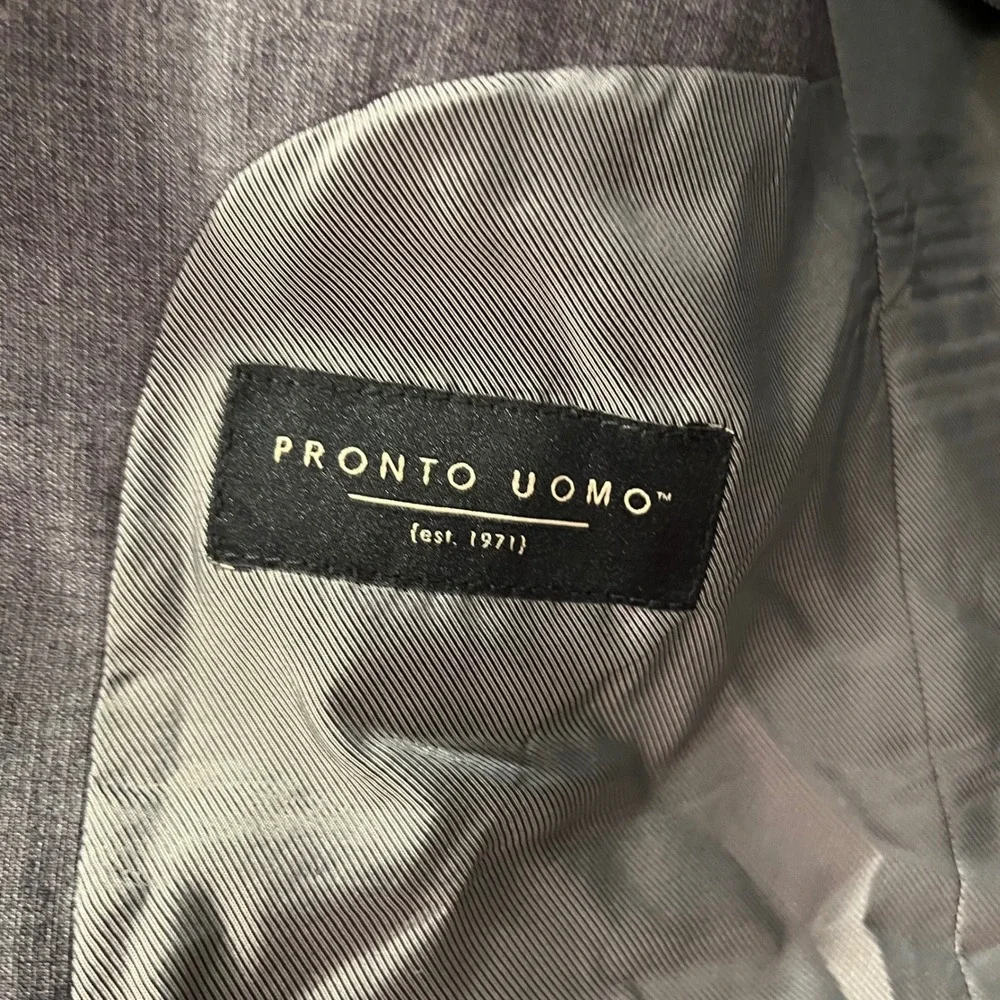 Pronto Uomo Mens 42 Short Gray Two Button Wool Blend Suit Blazer Jacket